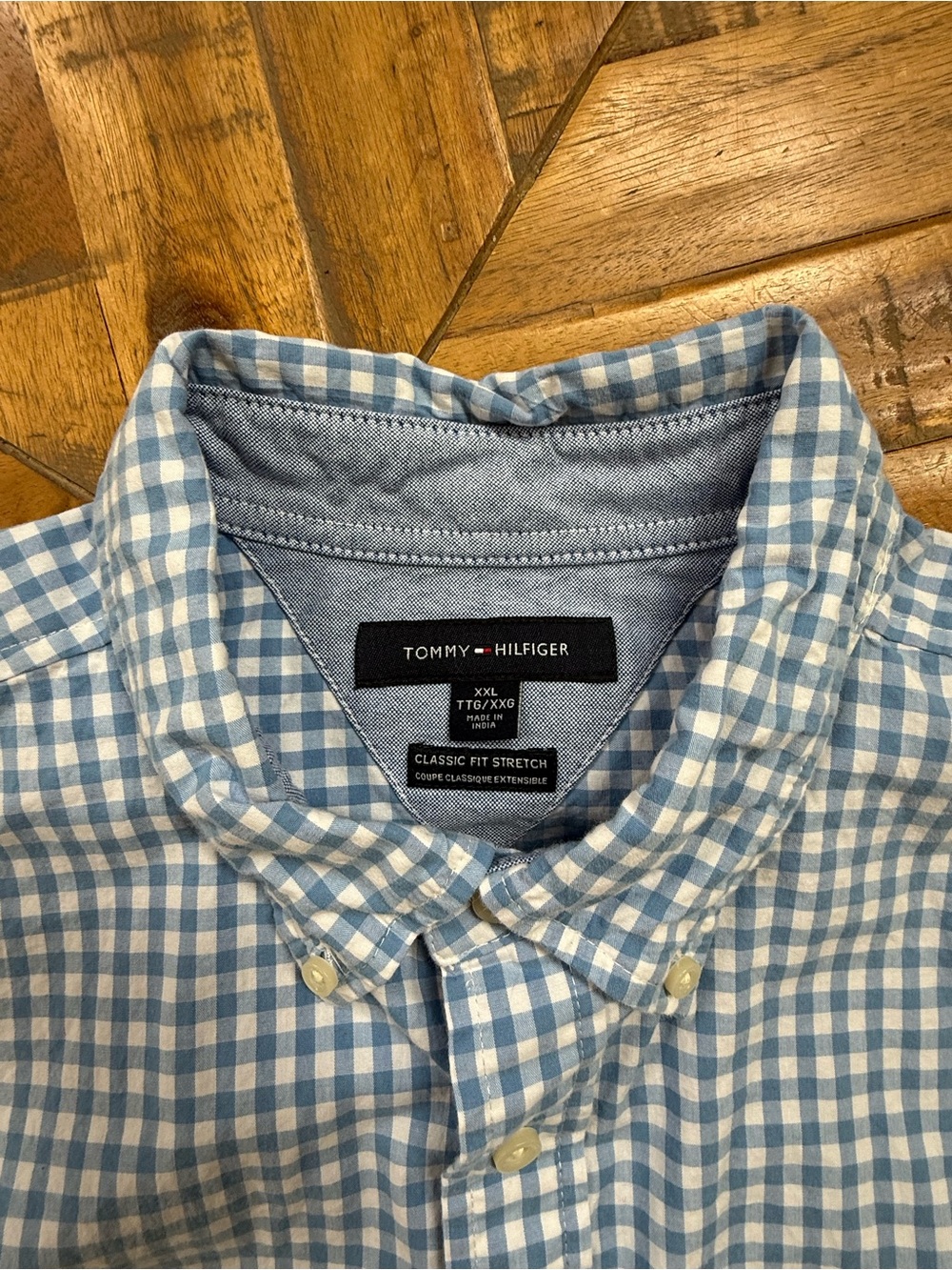 Tommy Hilfiger Blue and White Gingham Button-Down Shirt